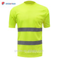 Lime Short Sleeve 3M Reflective Hi-vis Safety t shirt Wholesale ANSI 107 Class 2 High Visibility t-shirt with Pocket Neon Yellow